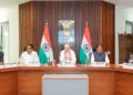 Union Home Minister Amit Shah chairs a high-level meeting on the Mahanadi water dispute in New Delhi with Union Jal Shakti Minister C. R. Patil and the Chief Ministers of Odisha and Chhattisgarh.