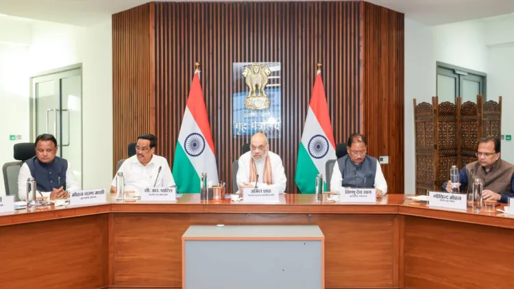 Union Home Minister Amit Shah chairs a high-level meeting on the Mahanadi water dispute in New Delhi with Union Jal Shakti Minister C. R. Patil and the Chief Ministers of Odisha and Chhattisgarh.