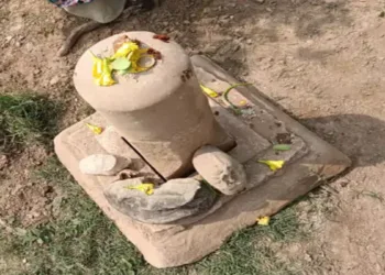 A stone Shivling and pieces of a murti resembling Mata Gauri were discovered in the debris of a collapsed wall in Dahilar village, Kanpur
