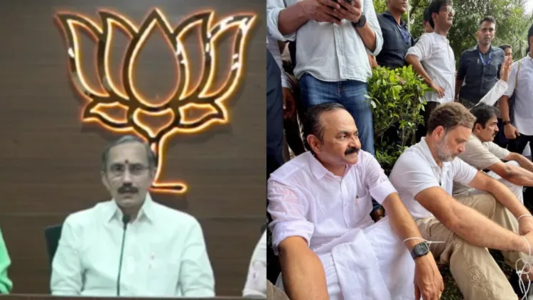 M T Ramesh
BJP State General Secretary (Left), CM Sateeshan with Rahul Gandhi (Right)