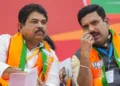 Leader of Opposition R. Ashoka and BJP State President B.Y. Vijayendra