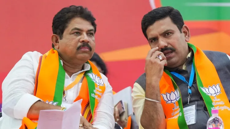 Leader of Opposition R. Ashoka and BJP State President B.Y. Vijayendra