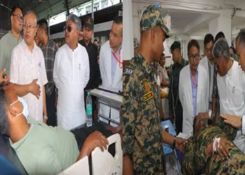 Manipur Home Minister visits the hospital to meet the BSF jawans who fell ill after suspected food poisoning