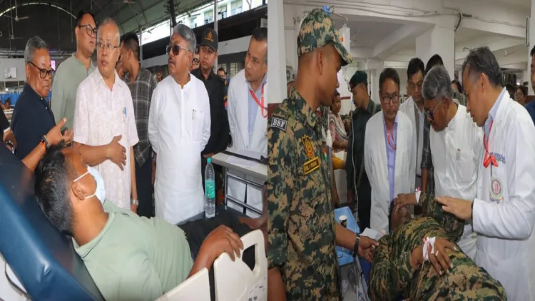 Manipur Home Minister visits the hospital to meet the BSF jawans who fell ill after suspected food poisoning
