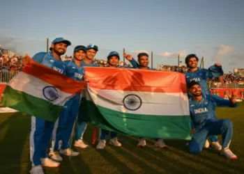 Indian Cricket Team celebrate as they defeat Pakistan in the Asiad Games 2026 cricket and clinch the gold medal