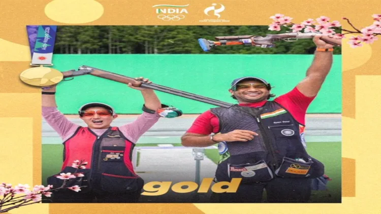 Chenai, Dhanda after winning mixed team trap gold