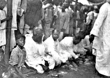 Netaji Subhas Chandra Bose having Prasad at Samity puja in 1939
