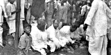Netaji Subhas Chandra Bose having Prasad at Samity puja in 1939