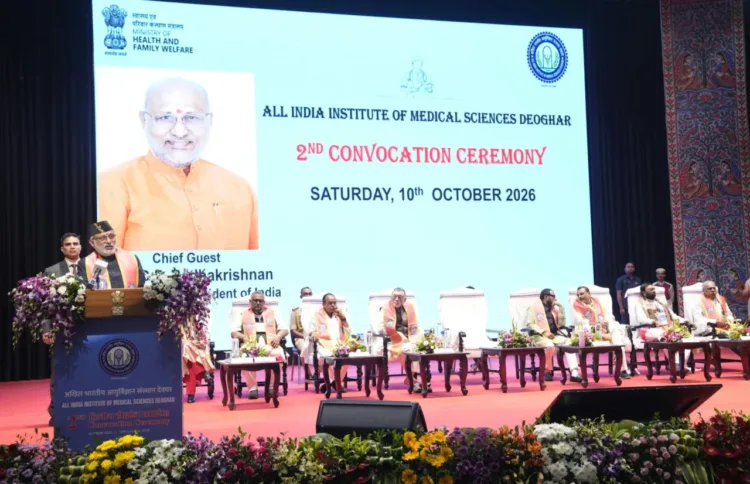 Vice-President of India C. P. Radhakrishnan addressing the second convocation of the All India Institute of Medical Sciences (AIIMS), Deoghar, in Jharkhand, on October 10, 2026