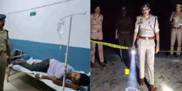 Police arrest accused Deepak Tiwari after he was injured in an encounter in Deoria.