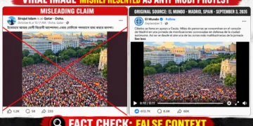 False claim: Image of Madrid protest shared as New Delhi anti-Modi demonstration. (AFP)