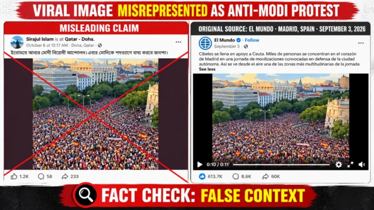 False claim: Image of Madrid protest shared as New Delhi anti-Modi demonstration. (AFP)