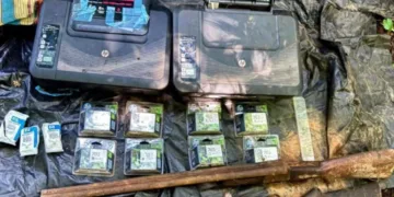 Security forces recovered a Maoist dump in Kanker’s forests, seizing two rifles, 11 rounds and two printers