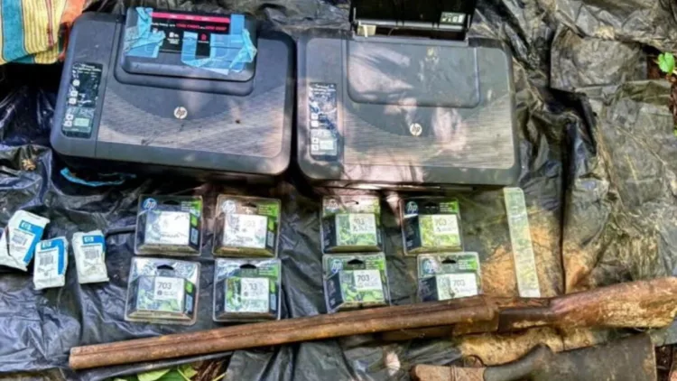 Security forces recovered a Maoist dump in Kanker’s forests, seizing two rifles, 11 rounds and two printers