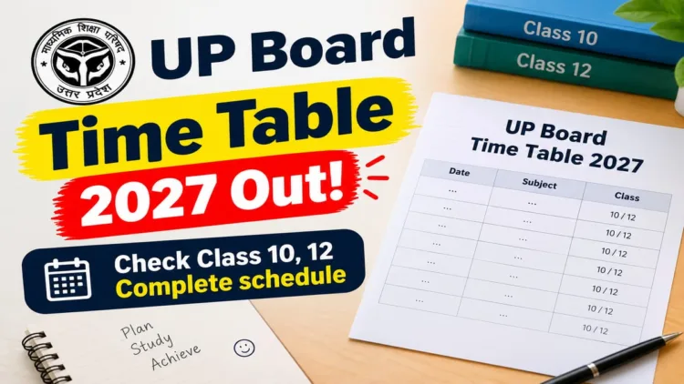 The UPMSP has released the UP Board Exam Time Table 2027 for Classes 10 and 12, with examinations scheduled from February 5 to 24