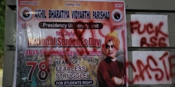 ABVP lodged a police complaint over the defacement of a Swami Vivekananda poster at Presidency University, Kolkata