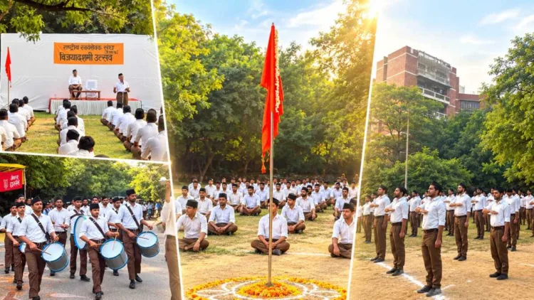 RSS Karyakartas celebrate Vijayadashami Utsav with disciplined Path Sanchalan in JNU