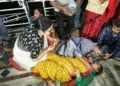 BJP leader Locket Chatterjee tries to console the family of the deceased (Photo: Shrabana Chatterjee)