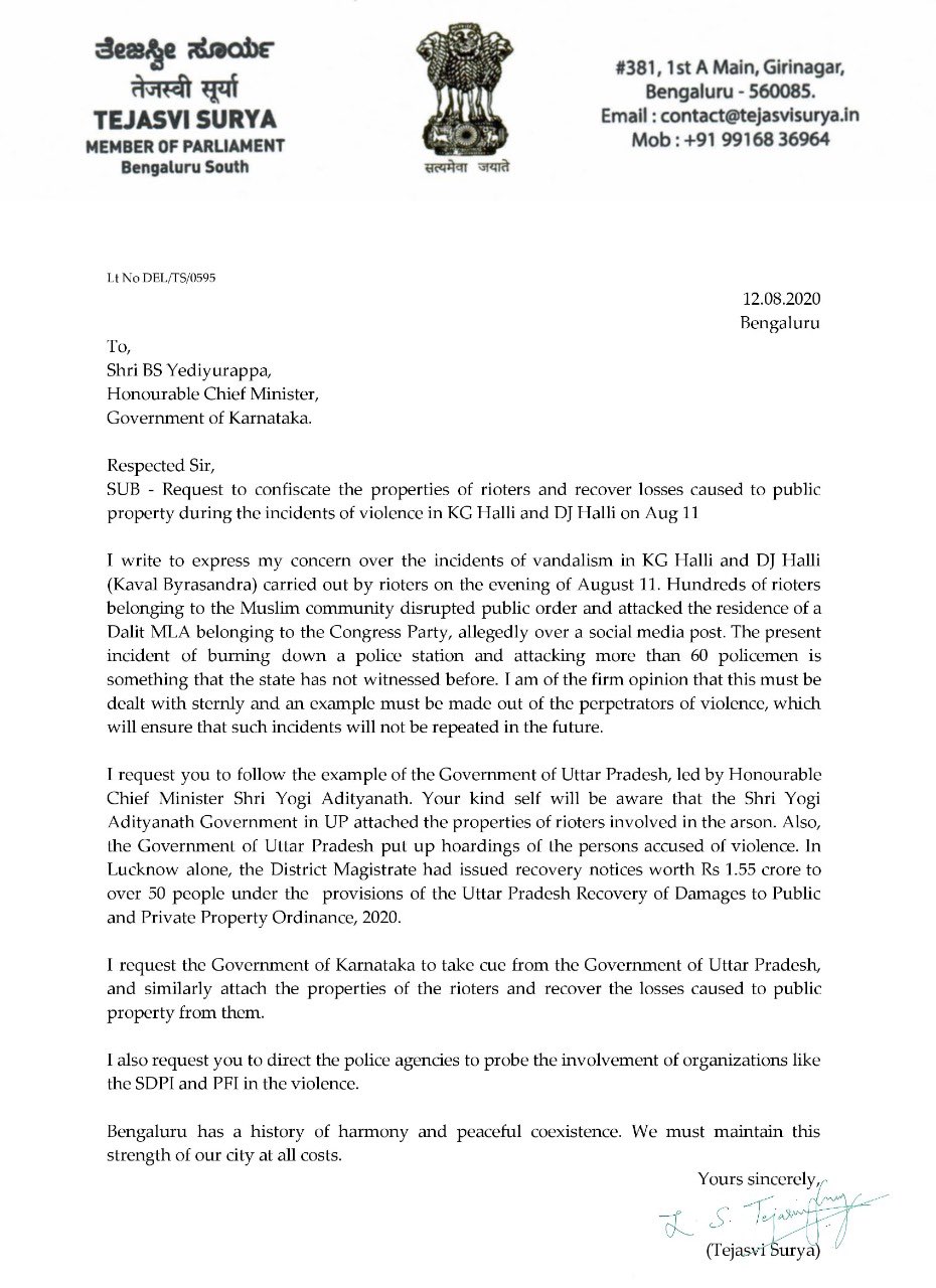 Tejasvi Surya letter_1&nb